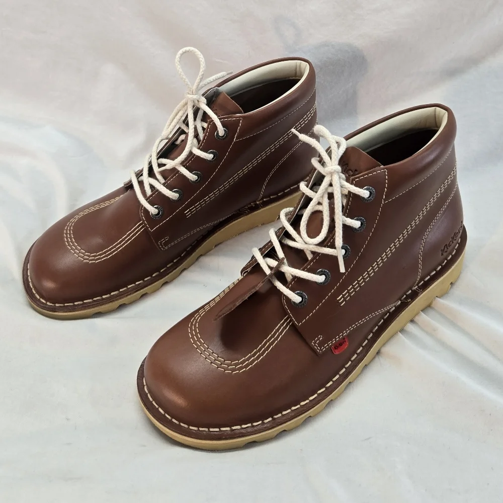 Kickers Kick Hi Men's Size 46 Brown Lace Up Leather Boots New